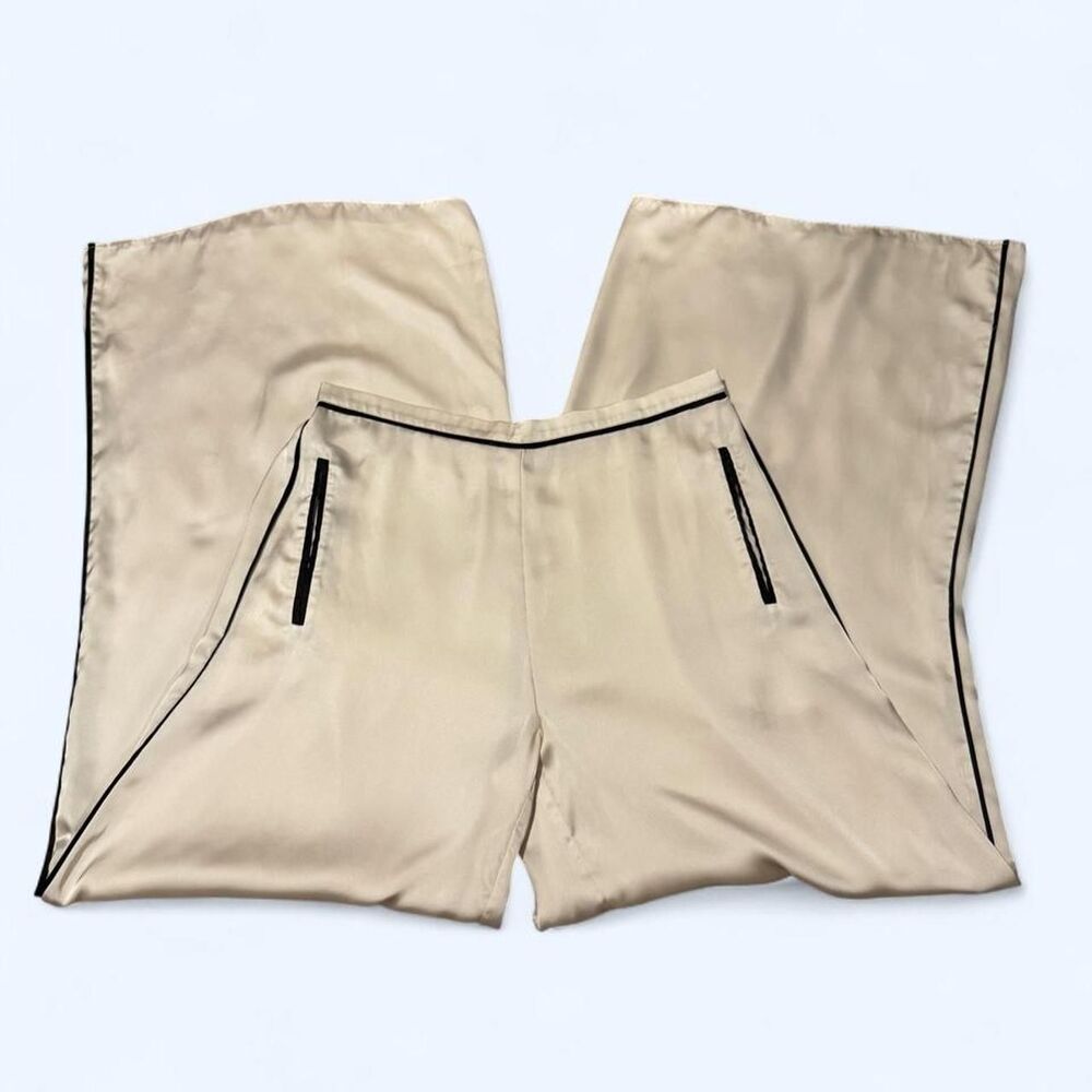 Lioness Women's Cream and Black Super Wide Leg Trousers